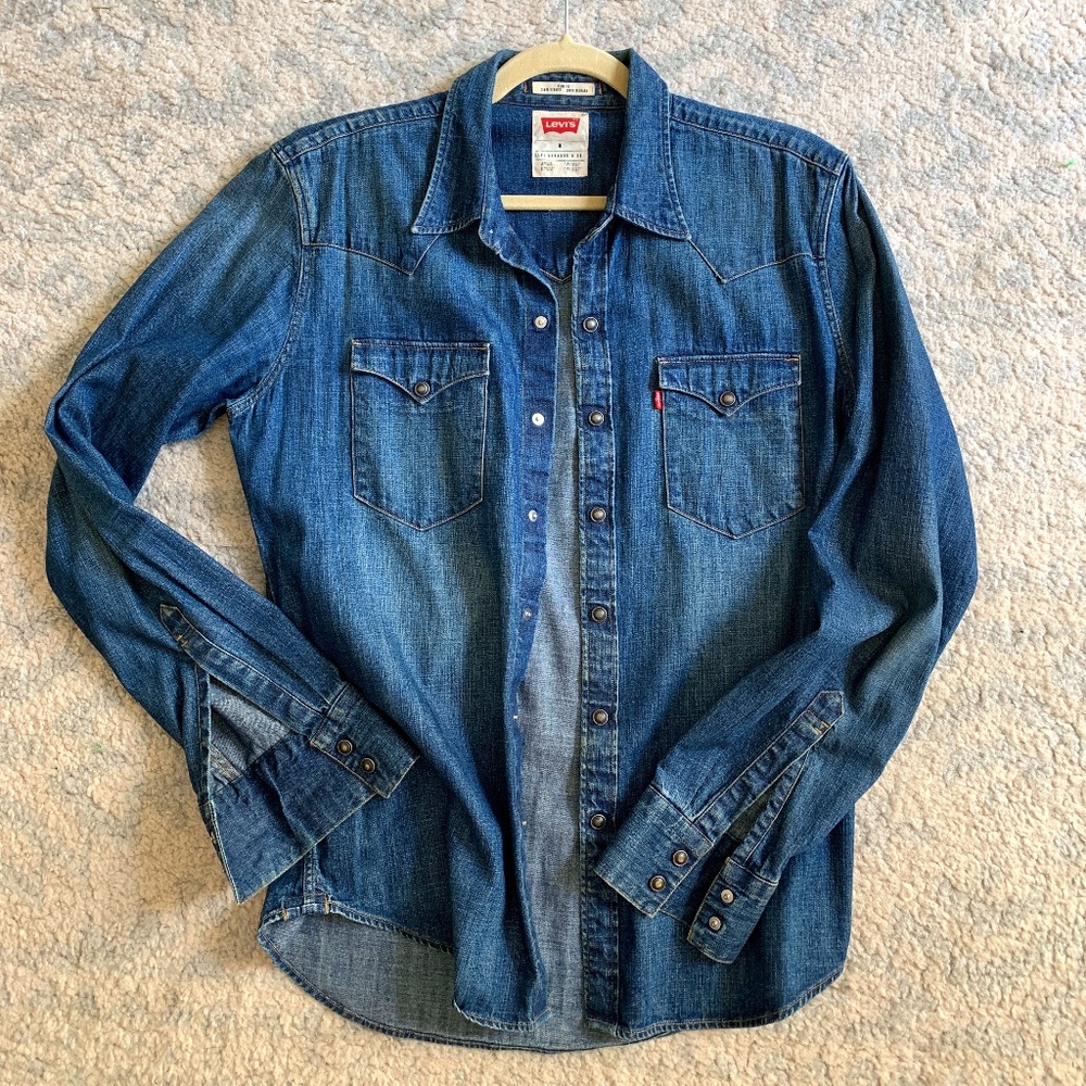 Vintage Levis Western Denim Shirt  - Stone Wash Size L
